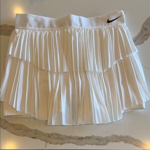 Nike White Pleated Skirt with Black Logo